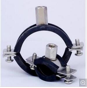 Black Rubber with Rubber Heavy Duty Wall Mount Pipe Clamp