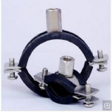 Black Rubber with Rubber Heavy Duty Wall Mount Pipe Clamp